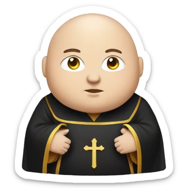 fat catholic monk in black and white robe sticker