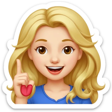 Girl with a finger on her teeth winking make it flirty and keep her hair open sticker