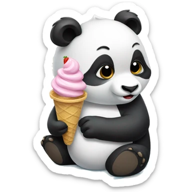 Panda eating ice cream sticker