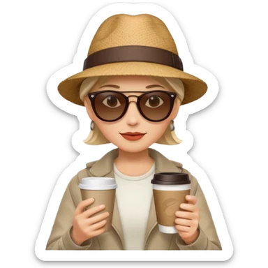 stylish traveler with coffee cup on hand sticker