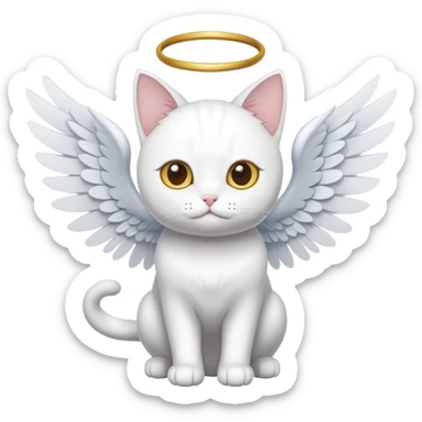 white cat with wings sticker