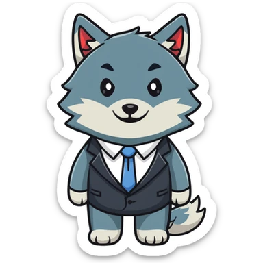 wolf stockbroker with suit and tie sticker
