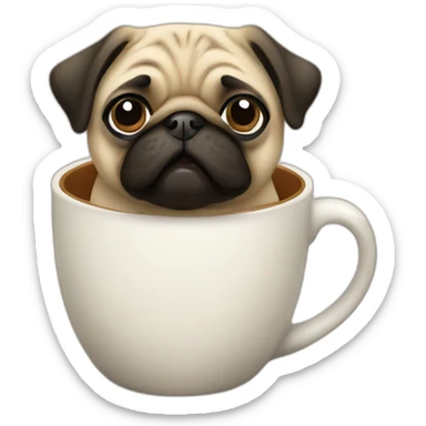 Pug in mug  sticker