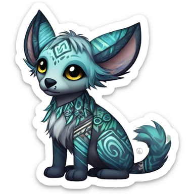 cute Kawaii edgy ethereal shy epic tribal fantasy animal fursona Fionbri creature by griffsnuff & LiLaiRa & Falvie with exotic colors with intricate patterns full body sticker