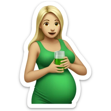 pregnant women drinking from green bootle sticker