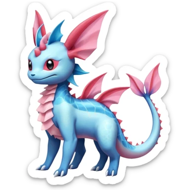 Salandit-Vaporeon-Sylveon-Fakémon-hybrid-creature (full body)  sticker