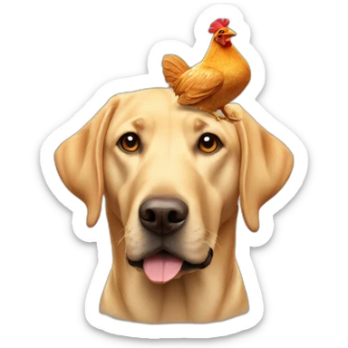 Labrador with a roasted chicken over his head sticker