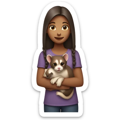 girl holding a ferret sticker