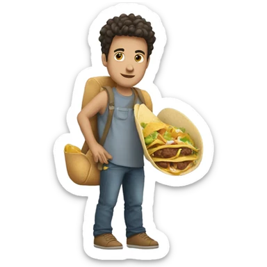 Gros garçons avec un tacos a la main sticker