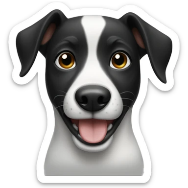 Black and white dog smiling  sticker