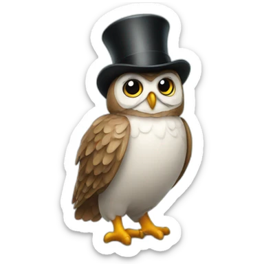 Owl with top hat sticker