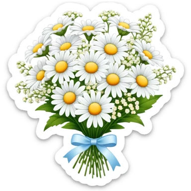 daisy and babies breath bouquet  sticker