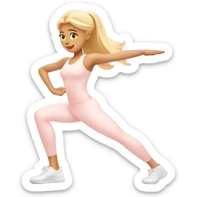 angelic blonde girl stretching in light pink gym  sticker
