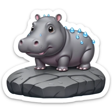 hippo on rock sticker