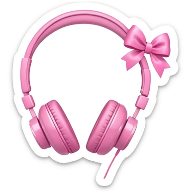  cute headphones with a pink bow  sticker