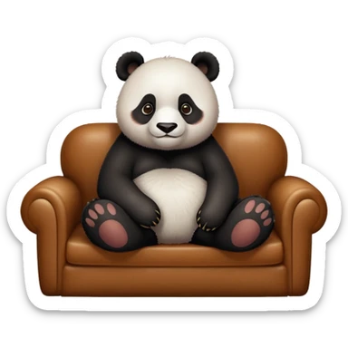 panda lie in a brown sofa sticker