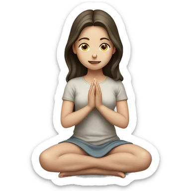 Pale brunette girl praying on knees sticker
