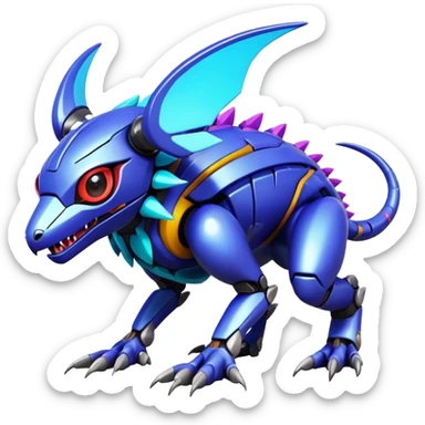  exotic colorful futuristic modern cyber-Fakémon-Digimon-Trico-Vernid-creature sticker