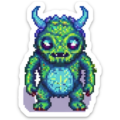 The number 1 as a fantasy monster sticker