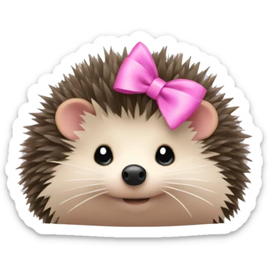 hedgehog with a pink bow sticker