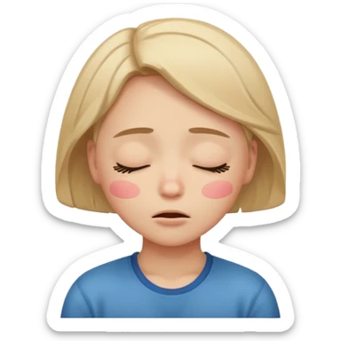 embarrassed, blushing, with closed eyes, and shaped like a traditional emoji sticker