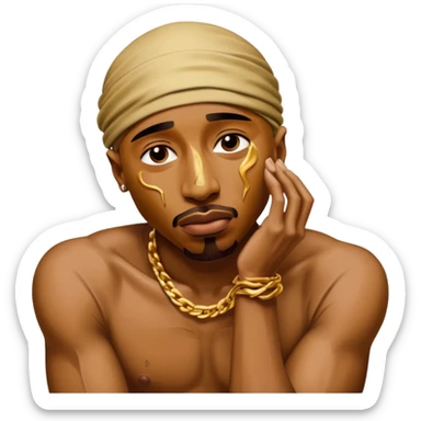 tupac but he's made of gold but he's also in an unbearable amount of pain sticker