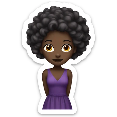Dark Skin Black Women with 4c coily hair in a purple dress  sticker