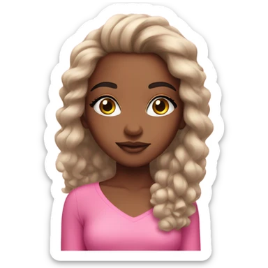 brownskin girl in pink with stunning lashes sticker