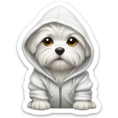 Maltese puppy in a hoodie sticker