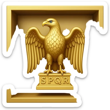 roman eagle with the letters "S P Q R" on the bottom in a golden box sticker