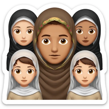 1 man with short hair and 4 veiled women sticker