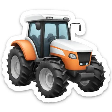 White, pink, orange farm tractor  sticker