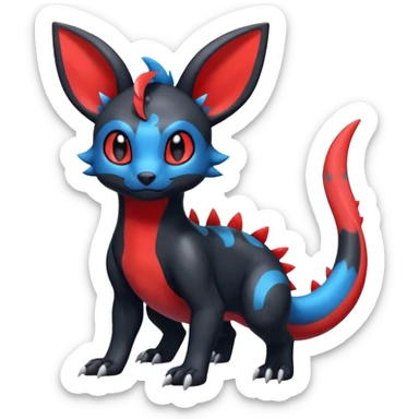 Cute Shiny Guilmon-Salandit-Umbreon-Fakémon-hybrid-creature (full body)  sticker