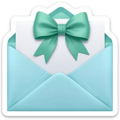 beautiful aesthetic love letter in pastel blue color with green bow aesthetically placed  sticker