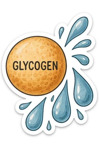 cellula di glicogeno che si svuota di acqua sticker