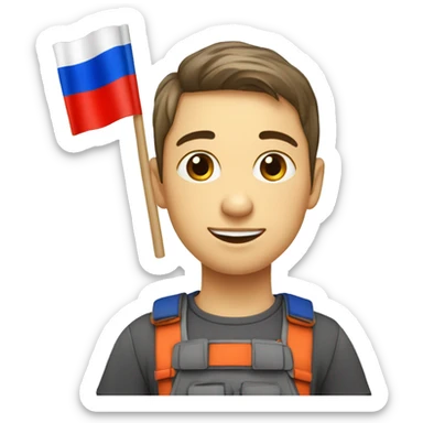 Jeune qui mange avec un drapeau russe sticker