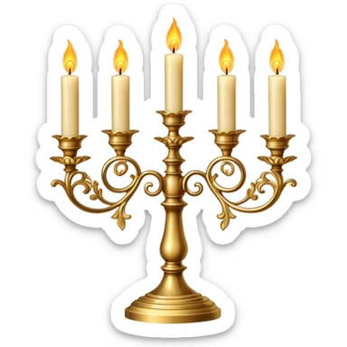 elegant candelabra with three burning candles sticker