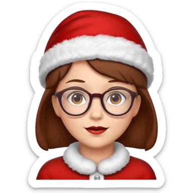 female Santa Claus with glasses with brown short hair sticker