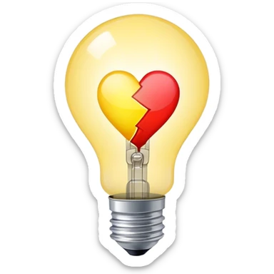 a yellowish lightbulb with heart sticker