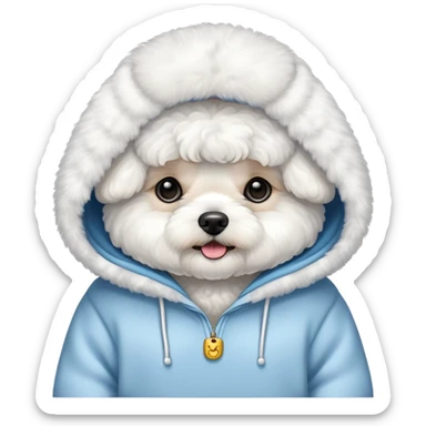 Bichon frise wearing a hoodie  sticker