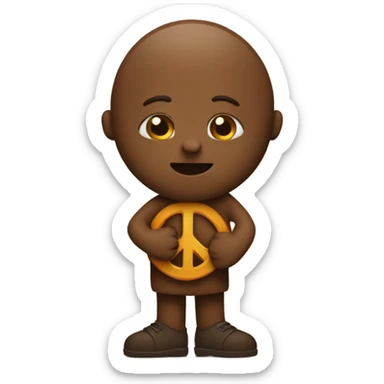 Hugging emoji with a brown peice sign  sticker