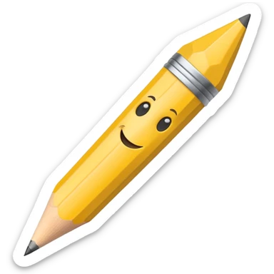 classic yellow pencil with a cute smiling face sticker