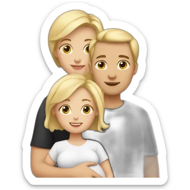 Family;blonde-haired-pregnant-mother, blonde-haired-baby-boy, black-haired-dad sticker