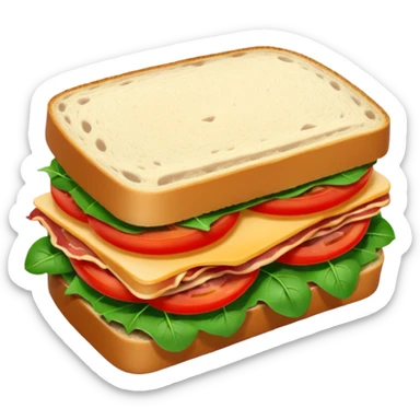 Sourdough bread sandwich with arugula and bacon and tomato slices inside sticker