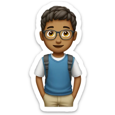 Boy with glassis, in tshit sticker