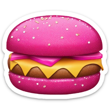 Hot pink hamburger with glitter  sticker