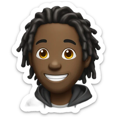 Black man with dreadlocks and hoodie laughing sticker