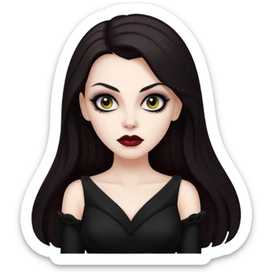 Vampira with long dark brown hair sticker
