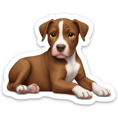 Brown Pitbull puppy laying  sticker