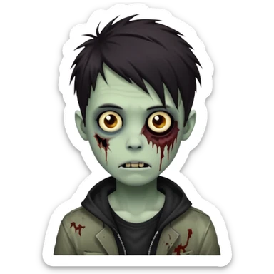 crie um menino zumbi emo sem o rosto deformado sticker